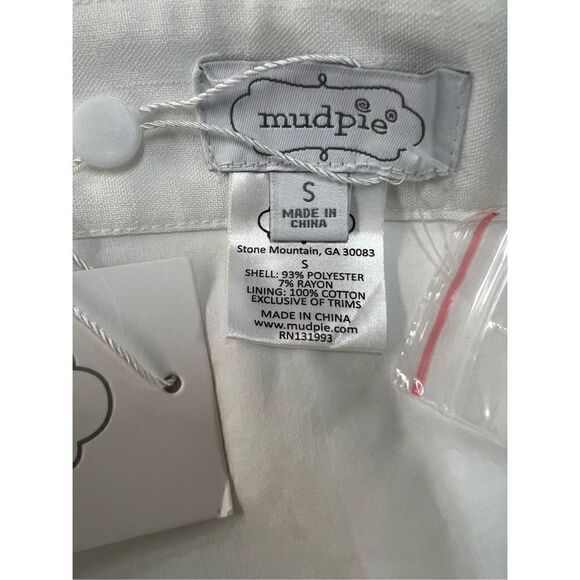 Mud pie white button up lightweight small skirt minimalist pockets new - Picture 5 of 5